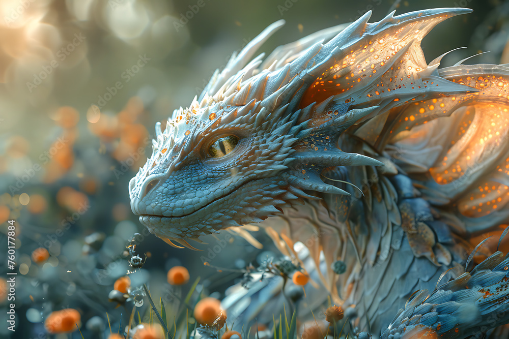A whimsical and enchanting image featuring a magical creature from a fairy-tale world, a small and mystical dragon A whimsical and enchanting image featuring a magical creature from a fairy-tale world, a small and mystical dragon