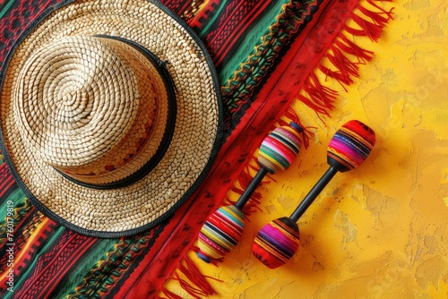 Mexico cinco de mayo wood background mexican sombrero.