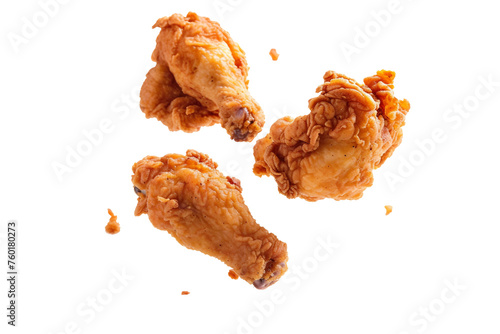 Delicious Fried Chicken Pieces Isolated on a Transparent Background.