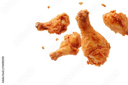 Tasty Fried Chicken Pieces Isolated on a Transparent Background.