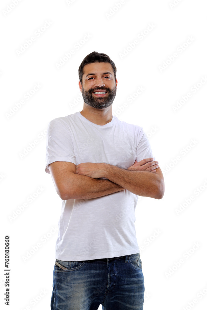 bearded young man in casual outfit on cutout background bearded young man in casual outfit on cutout background