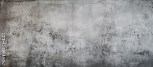 A detailed shot of a grey concrete wall texture, showcasing its natural landscapeinspired pattern of tints and shades, resembling wood grain in a monochrome photography style © AkuAku