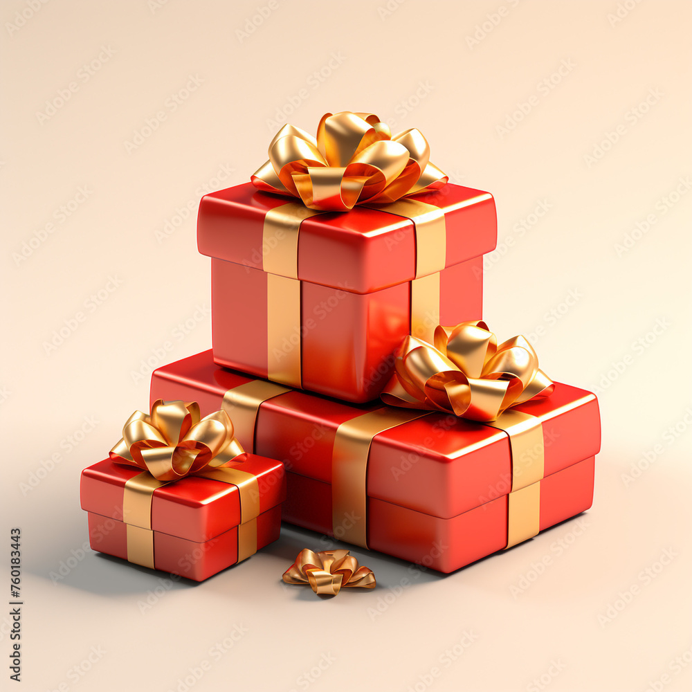 Obraz premium Colorful giftboxes isolated on white background. 3D illustration.