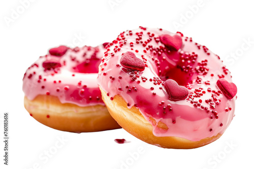 Tasty Heart Chapped Donuts Isolated on a Transparent Background.