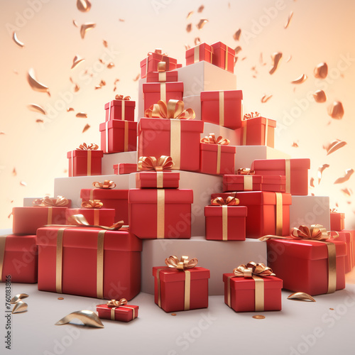 Colorful giftboxes isolated on white background. 3D illustration.