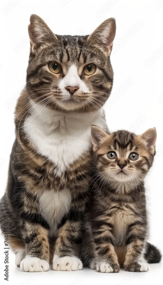 Male bornean bay cat and kitten portrait with spacious area for text accompaniment
