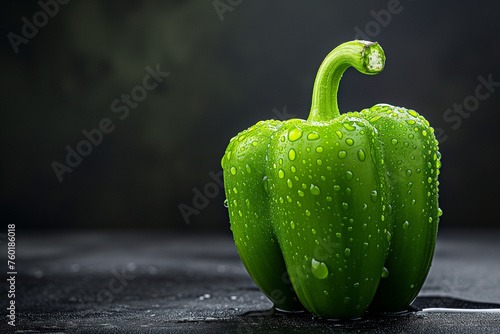 Green bell pepper, capsicum isolated on black backdrop