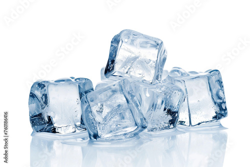 Natural Ice Cubes Isolated on a Transparent Background.