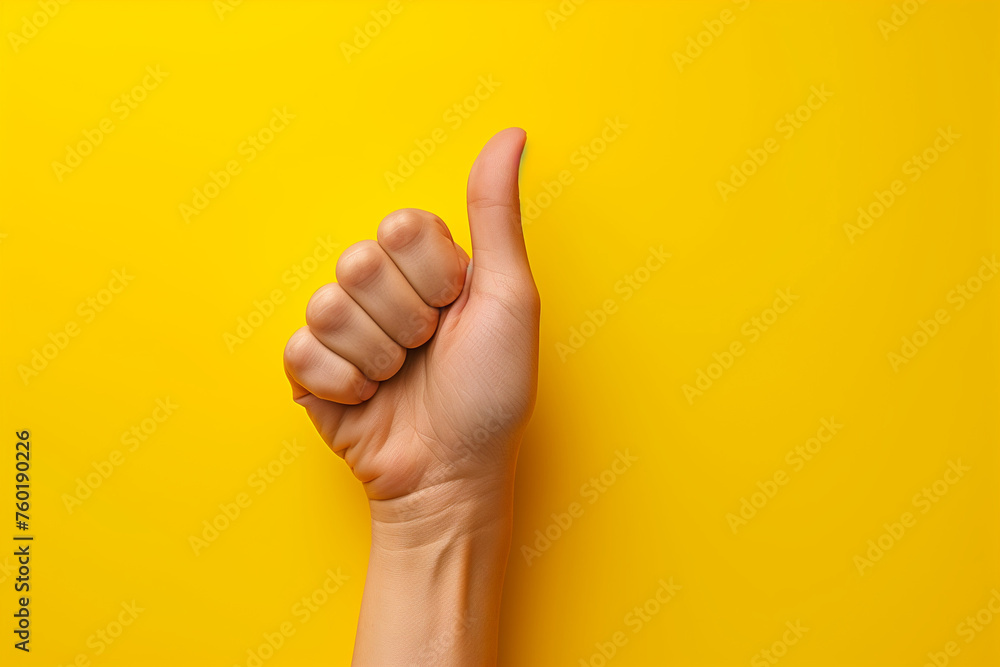 Thumb Up on Yellow Background