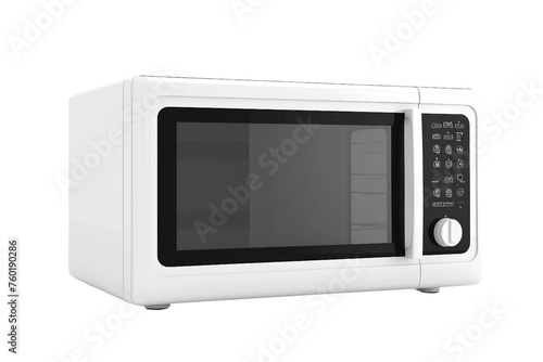 Black and White Microwave Oven Isolated on a Transparent Background.