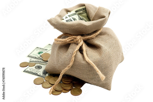 Money Bag Isolated on a Transparent Background.