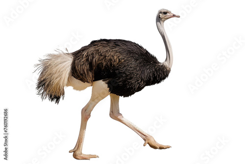 African Ostrich Isolated on a Transparent Background.