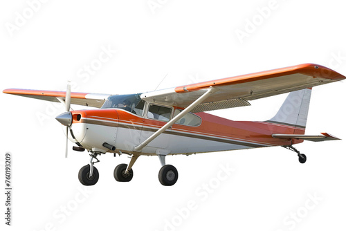 Passenger Small Plane Flying Isolated on a Transparent Background. © rzrstudio