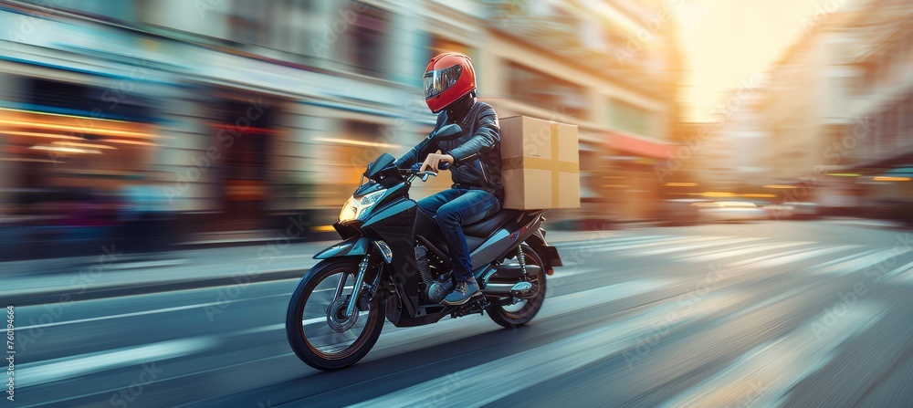 Fast courier delivering packages on a swift motorbike for efficient delivery service