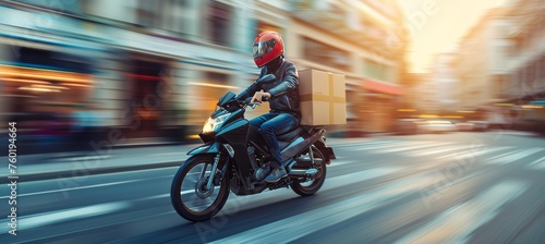 Fast courier delivering packages on a swift motorbike for efficient delivery service