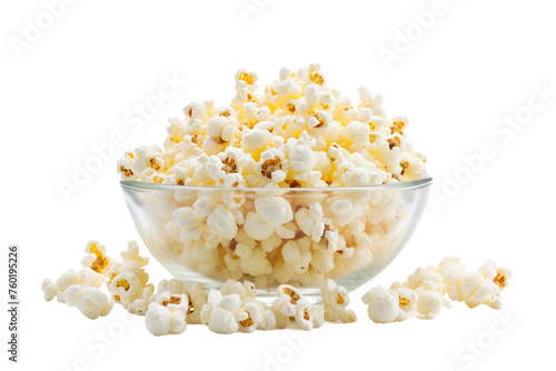 Bowl Full of Popcorn Isolated on a Transparent Background.