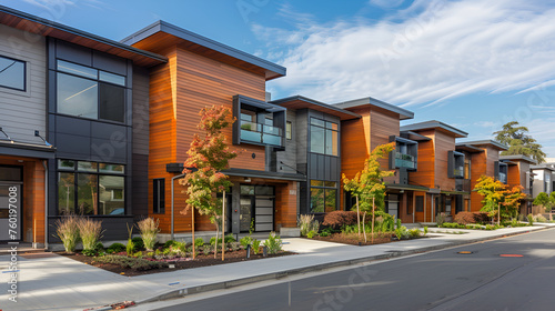The exterior elevation of a modern multifamily building clad in Hardie plank siding © l1gend