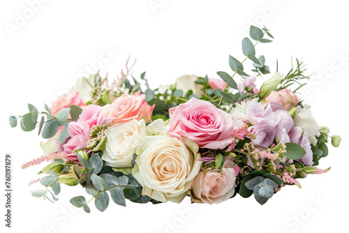 Elegant Ring Shape Bouquet Isolated on a Transparent Background.