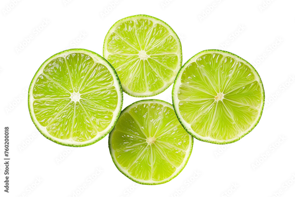 Sliced Lime Isolated on a Transparent Background.