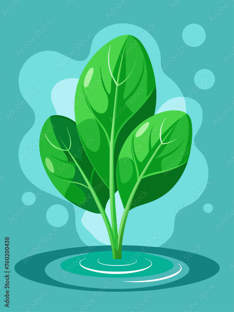 Vibrant green spinach leaves float in a pool of clear water, creating a serene and refreshing background. Vibrant green spinach leaves float in a pool of clear water, creating a serene and refreshing background.