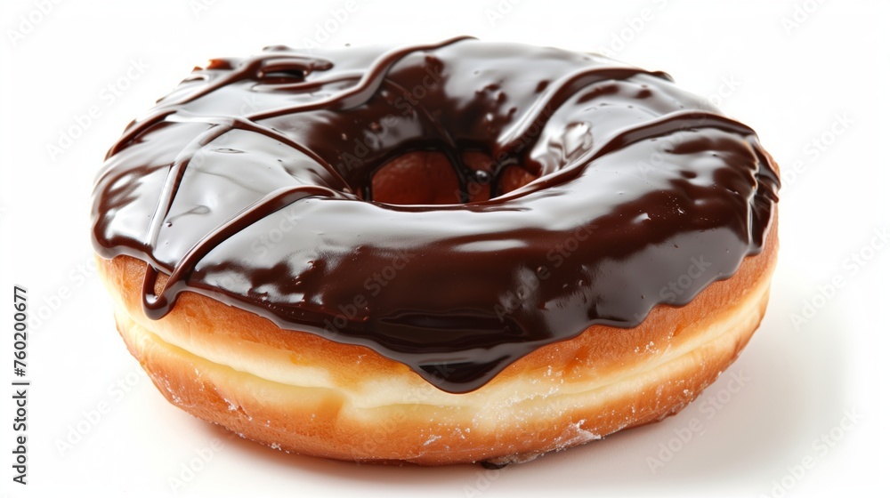 A chocolate frosted donut with a single bite taken out of it, isolated on a white background. A chocolate frosted donut with a single bite taken out of it, isolated on a white background.