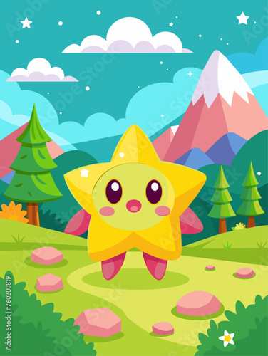 Starry night in the cute landscape
