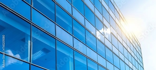 Urban skyscrapers and office buildings shining in sunlight, creating a striking cityscape