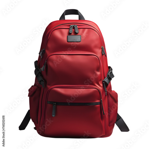 Red Backpack Illustration Art on a Transparent Background Generative AI