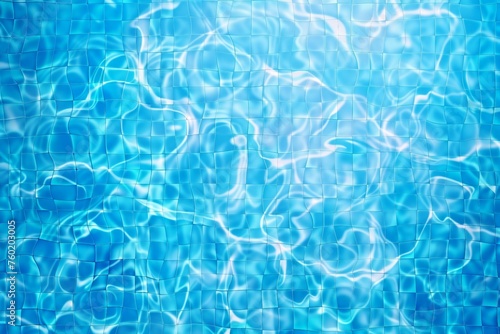 Swimming pool bottom caustics ripple and flow with waves background. Summer background. Texture of water surface. Overhead view. Vector illustration background. generative ai.