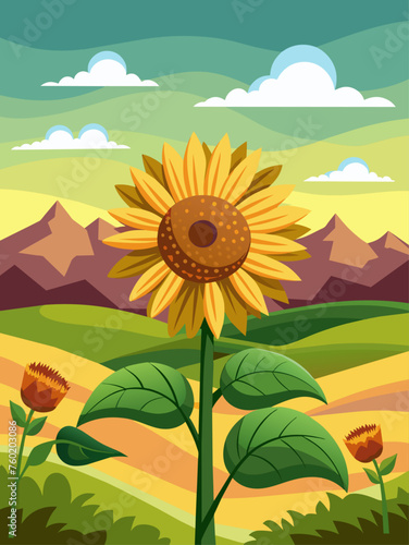 Sunflowers in full bloom create a vibrant and picturesque landscape.