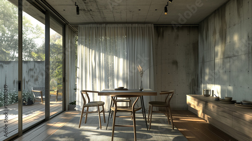 design interior living room with puristic concrete walls