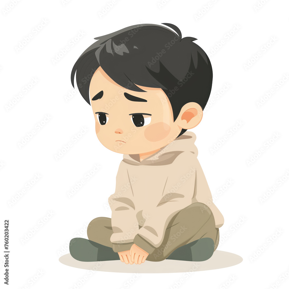 Illustration of a sad boy, looking lonely Illustration of a sad boy, looking lonely