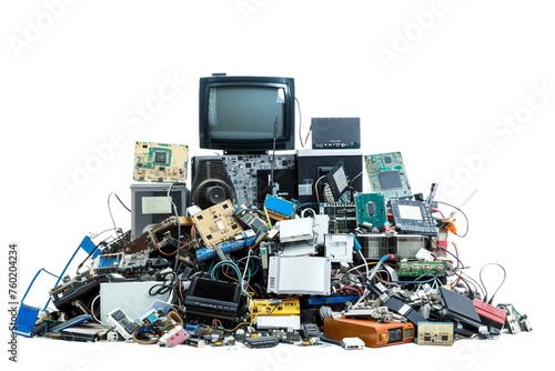 Electronic Waste Material Isolated on a Transparent Background.