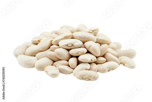 Pile of White Beans Isolated on a Transparent Background.