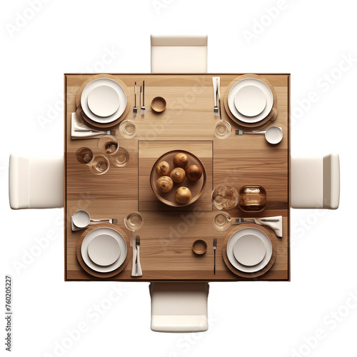 top view of isolated dining table 
