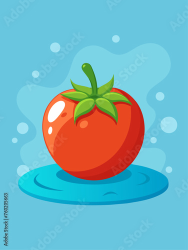 Sliced tomatoes float in a vibrant tomato water background.