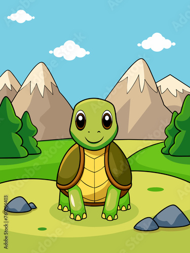 Adorable turtles bask in the warm glow of a picturesque landscape.