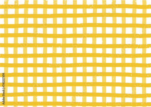 黄　チェック　背景　パターン　手書き風