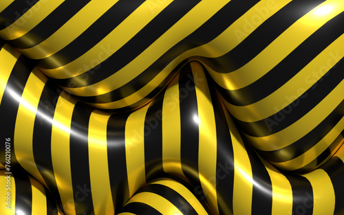Wallpaper Mural Abstract 3d inflated fluid shapes with black and yellow stripes background. Torontodigital.ca