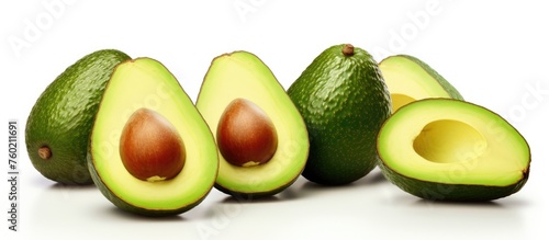 Fresh Organic Avocados on White Background with Vibrant Green Color and Smooth Texture