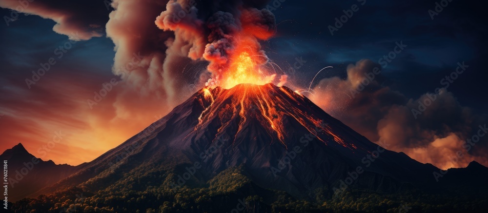 Majestic Volcano Erupting in a Spectacular Display of Power and Natural Beauty