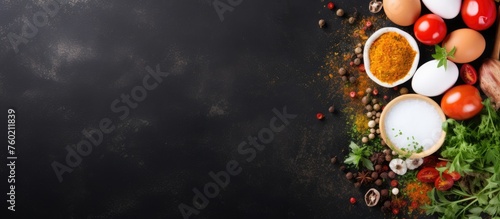 Vibrant Ingredients for Culinary Creations on a Stylish Black Background