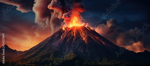 Majestic Volcano Erupting in a Spectacular Display of Power and Natural Beauty