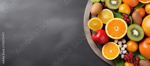 Vibrant Bowl Overflowing with Fresh Produce on Chalkboard Background
