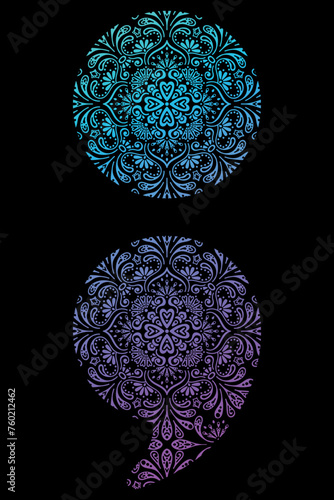 Suicide Prevention semicolon mandala