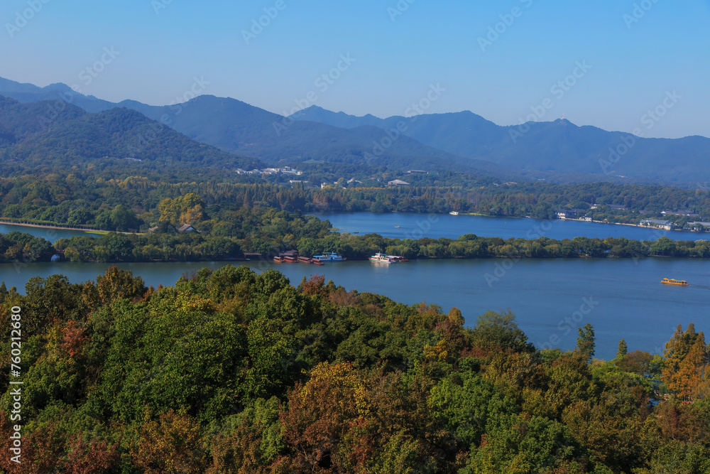 Serene Lake Landscape Surrounded by Mountains