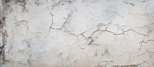 Weathered White Wall with Cracked and Peeling Paint, Urban Decay and Abandonment Concept