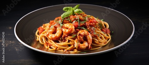 Delicious Seafood Pasta Dish with Fresh Shrimp and Tangy Tomato Sauce