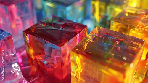 Colourful ice cubes as modern abstract background concept art