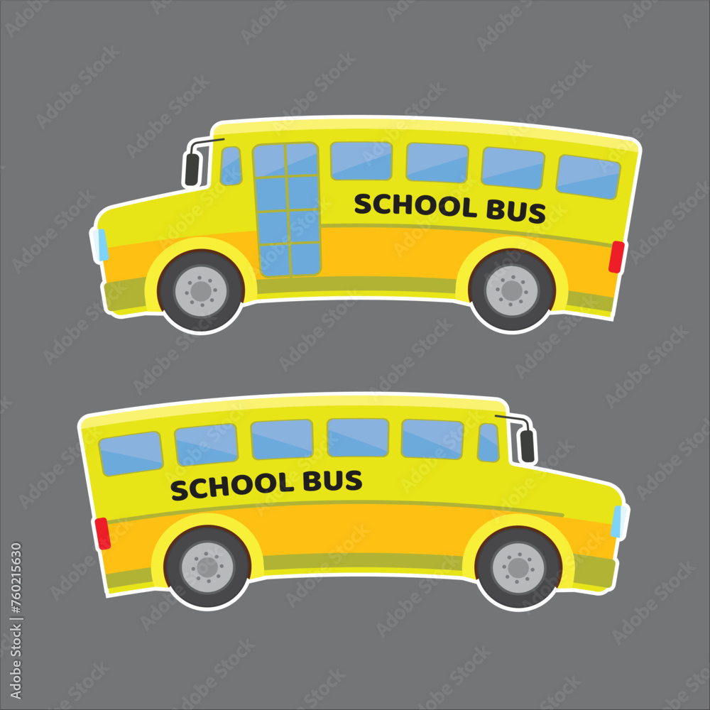 Illustration of school kids riding yellow school bus 